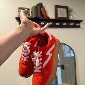 Madden Girl Suede Sneakers with Pink Accent and Gum Sole